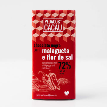 Chocolate Negro c/ Malagueta e Flor de Sal Pedaços de Cacau 100g