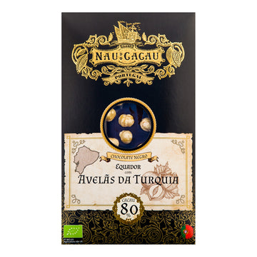 Chocolate Negro Equador 80% Avelãs da Turquia Bio Nau do Cacau 80g