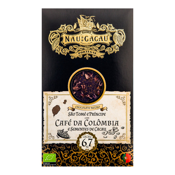 Chocolate Negro São Tomé 67%  Café da Colômbia Bio  Nau do Cacau 80g