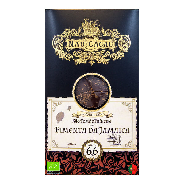 Chocolate Negro São Tomé com Pimenta da Jamaica Bio Nau do Cacau 80g